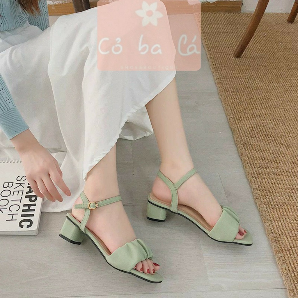 SANDAL NỮ COBALA SHOES - GUỐC THỜI TRANG QUAI NHÚM BÈO - GIÀY CAO GÓT 3 PHÂN G22051300