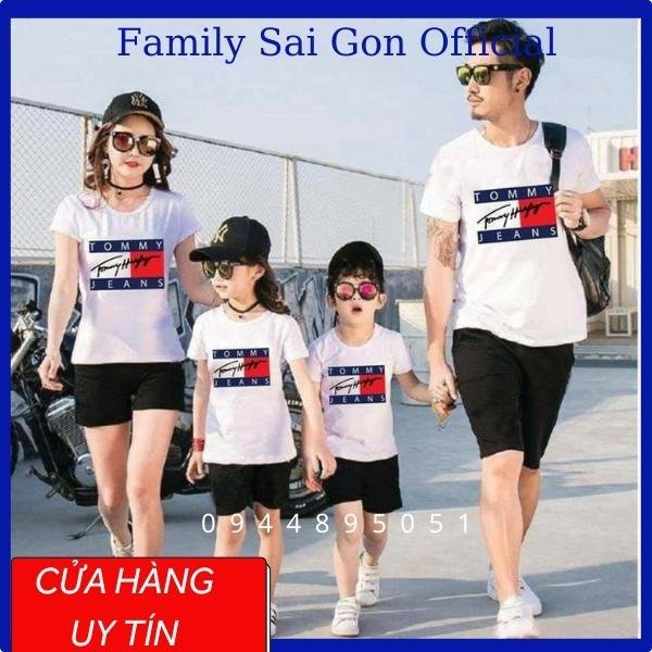 áo thun gia đình tommy happy chất cotton đẹp