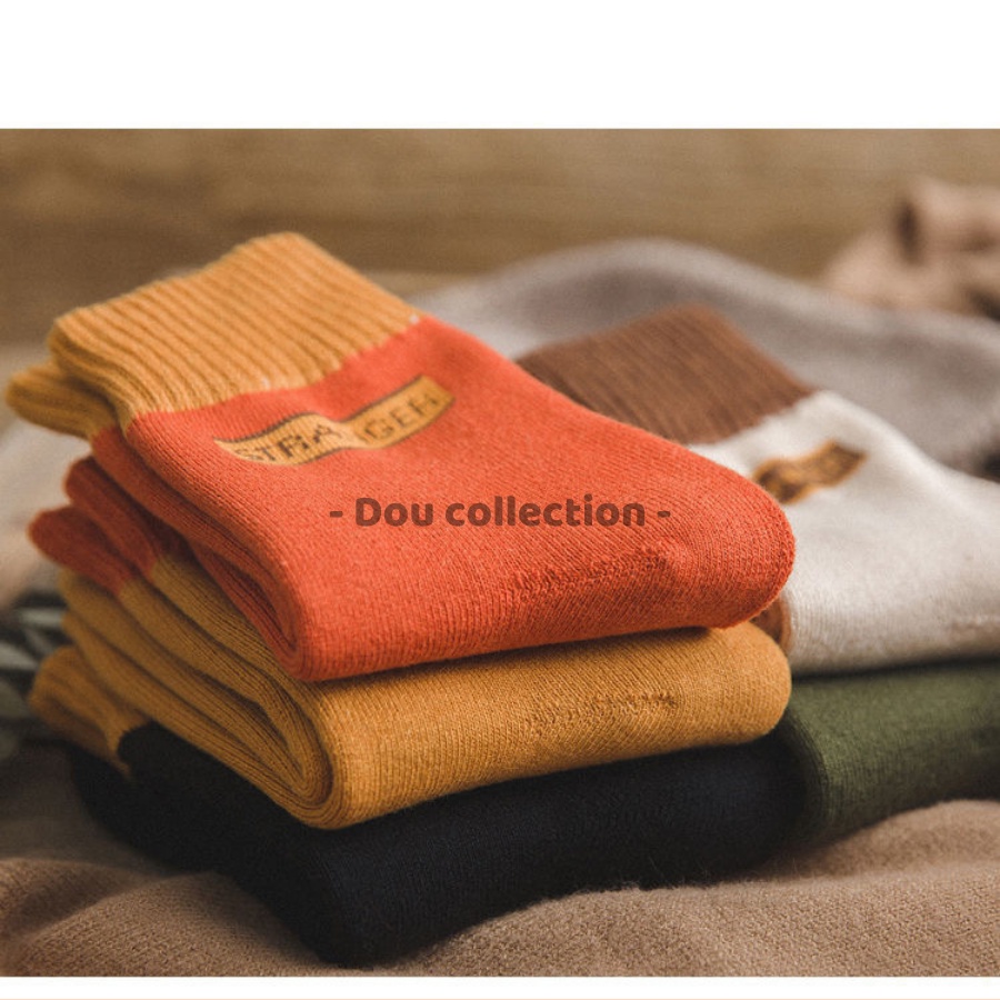 [Nowship2h] Vớ Tất Len Unisex Cổ Cao Trơn Đan Len Dày Họa Tiết STRANGER Thời Trang Vintage Thu Đông - Mã TV027