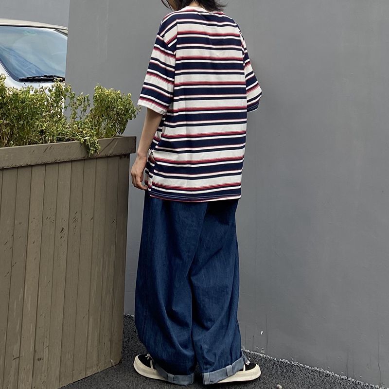 Áo Thun Tay Lỡ Dáng Rộng Kẻ Sọc Ngang Trẻ Trung Hợp Thời Trang 23806a | BigBuy360 - bigbuy360.vn