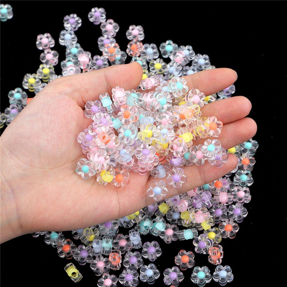 BORAG Set 50 Hạt Xỏ Lỗ Trong Suốt Hình Hoa Đa Năng Dùng Để Làm Trang Sức DIY
