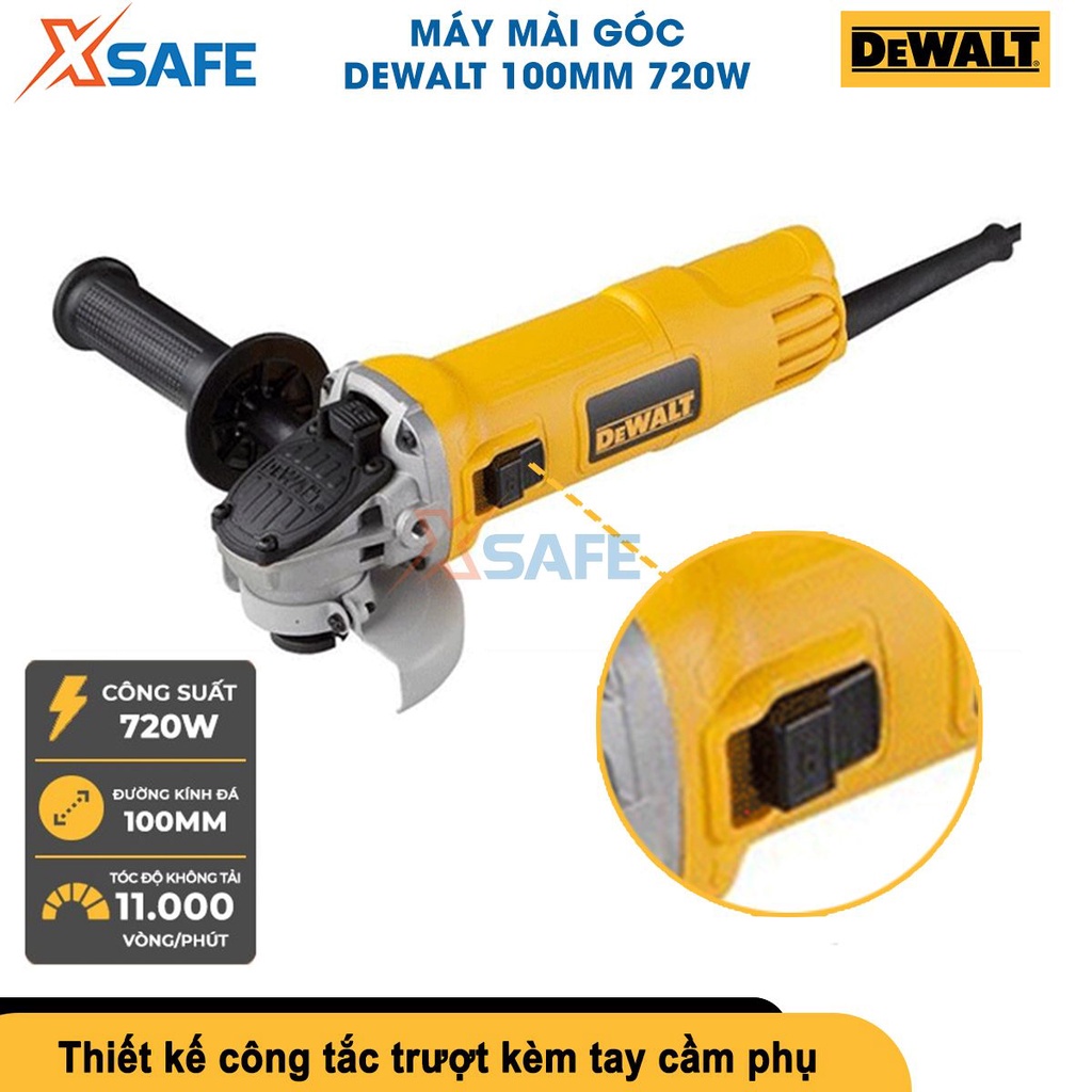 Máy mài cầm tay DEWALT 720W Máy cắt sắt cầm tay bảo vệ quá tải, tốc độ 11000v/p, đĩa cắt 100mm[CHÍNH HÃNG][XSAFE]