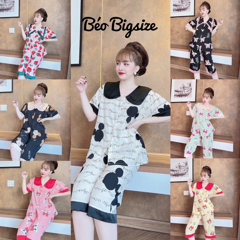 Đồ Bộ Pyjama Bigsize -Béo Bigsize TNQD 50-100Kg Pyjama Bigsize Cao Cấp Mặc Nhà Đẹp,Chất Satin Lụa