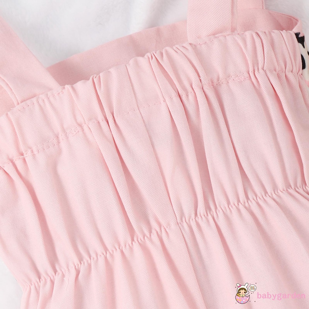 Bộ áo liền quần cổ vuông in họa tiết da báo màu hồng / xanh dương thời trang cho bé gái