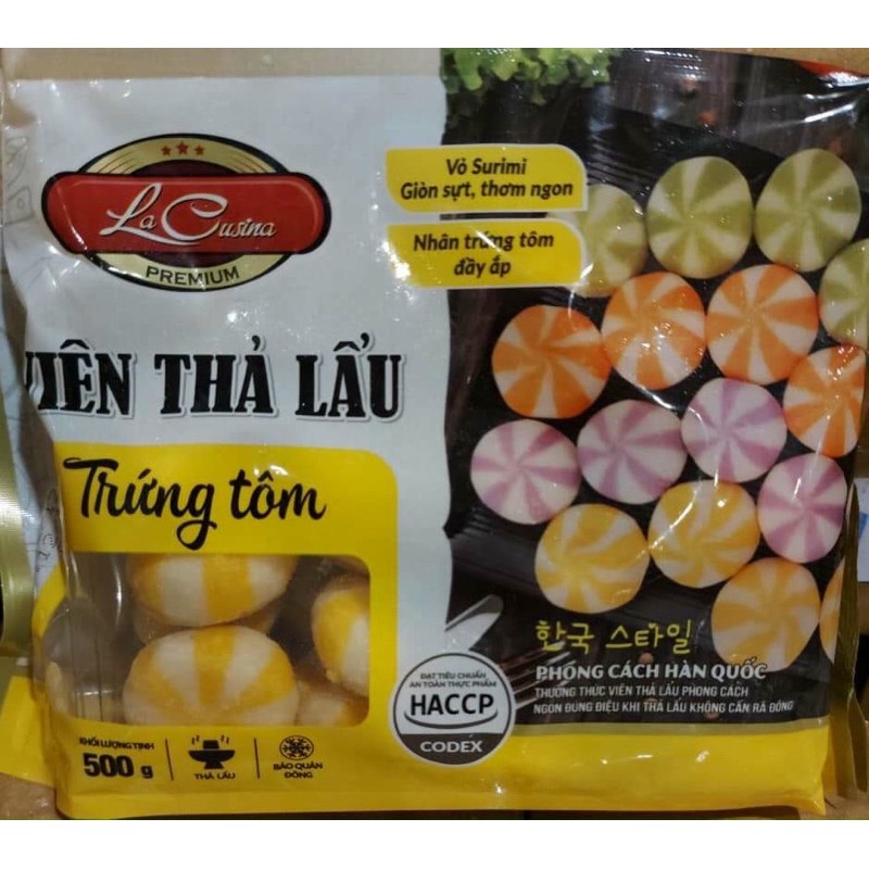 Viên thả lẩu trứng tôm 500gr/28-30viên