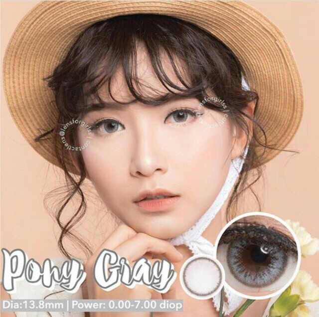 giá 1 cặp Lens Xám Tây có LỆCH ĐỘ sẵn 0-6 độ PONY GRAY kính áp tròng cận Hàn quốc d2020 white pony gray