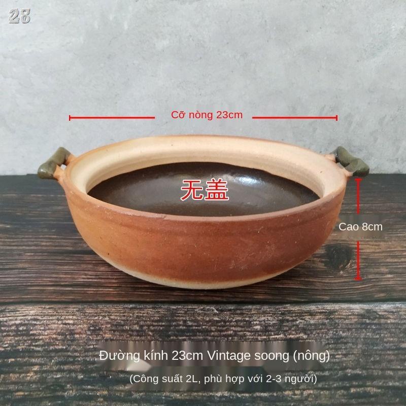 ﺴ✢♣28Xhầm đất truyền thống Bếp bên cạnh nồi than thương mại lẩu đốt thủ công gốm thô soong dung tích lớn