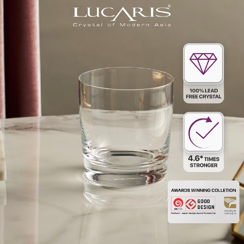Bộ 6 Cốc Uống Rượu Pha Lê Cao Cấp Lucaris Low Ball 400ml Nhập Khẩu Chính Hãng Độ Bền Cao - RIMS T12LB14