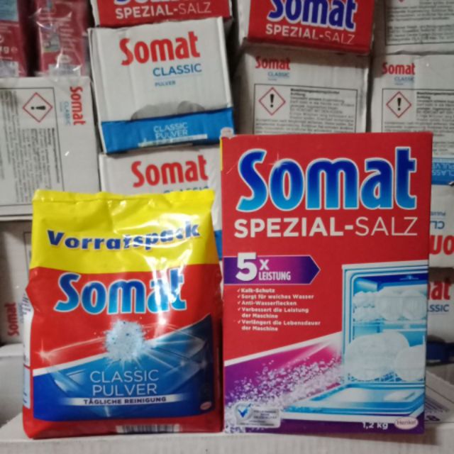 Combo muối rửa bát Somat 1,2 kg và hộp muối làm mềm nước Somat 1,2kg