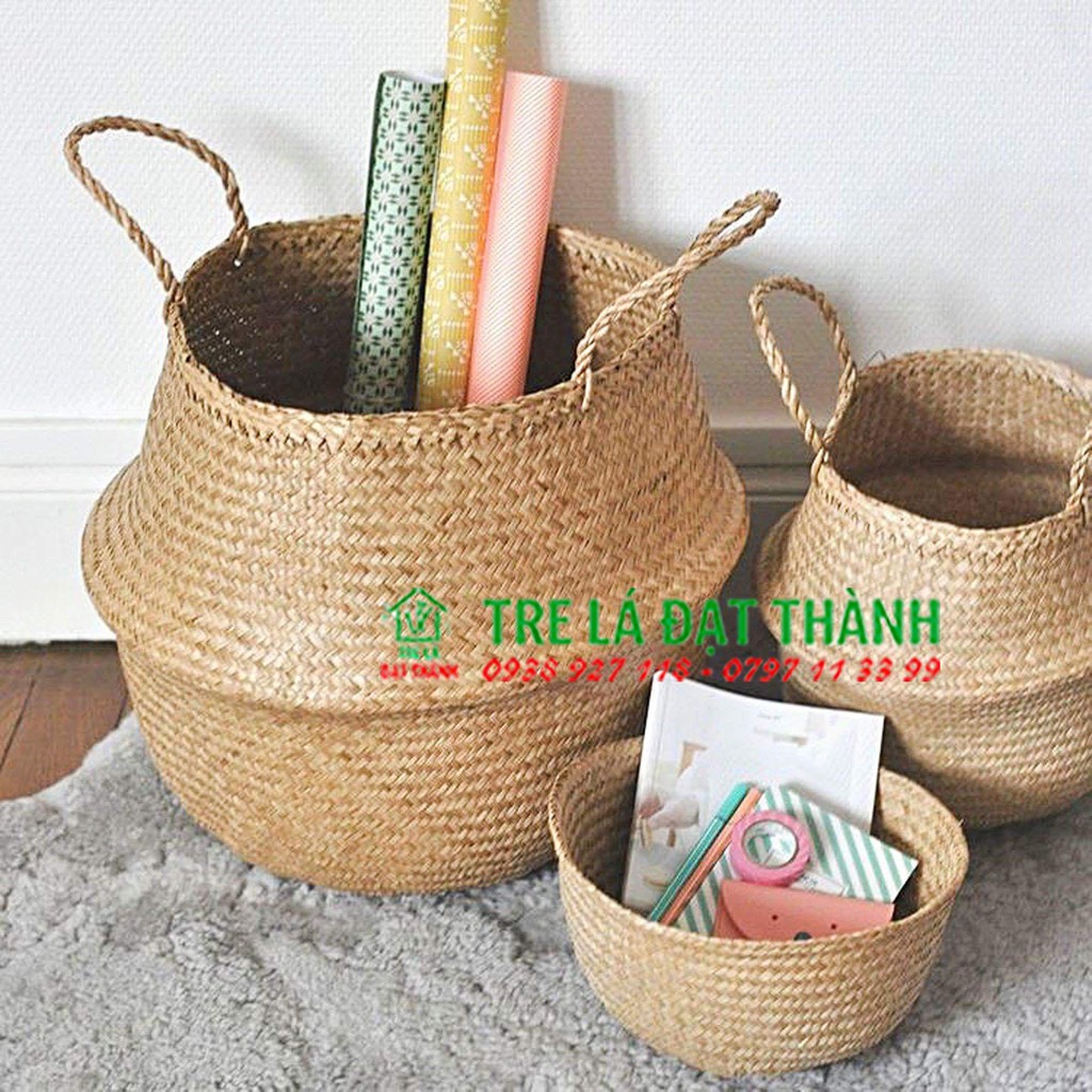 Giỏ cói trồng cây/đựng quần áo/decor tự nhiên nhiều Size | tre lá đạt thành