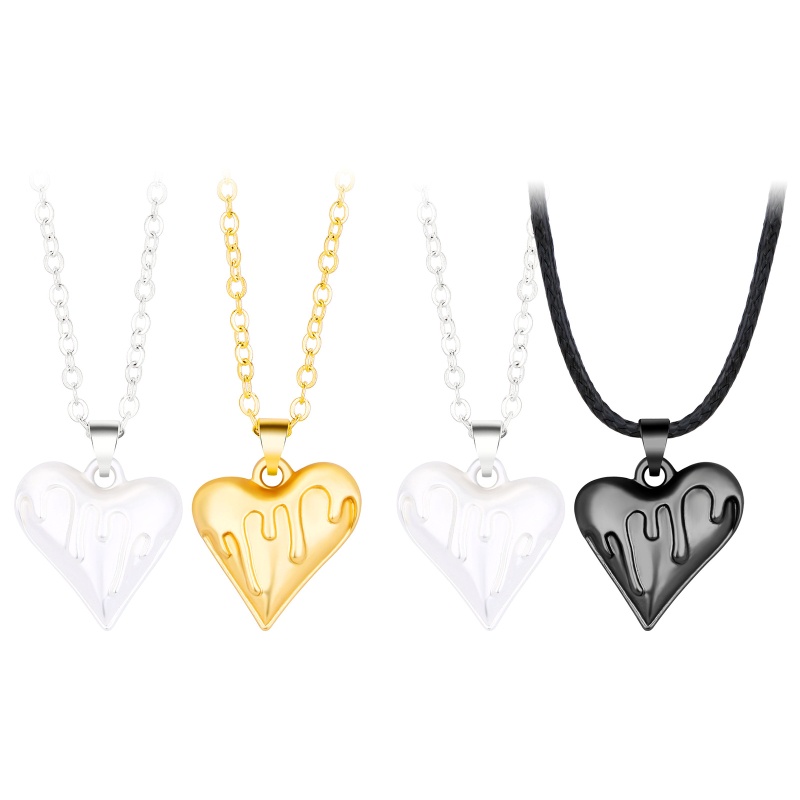 Set 2 Vòng cổ Mặt Hình Trái Tim Bằng Hợp Kim Sáng Tạo Thời Trang Cho Cặp Đôi