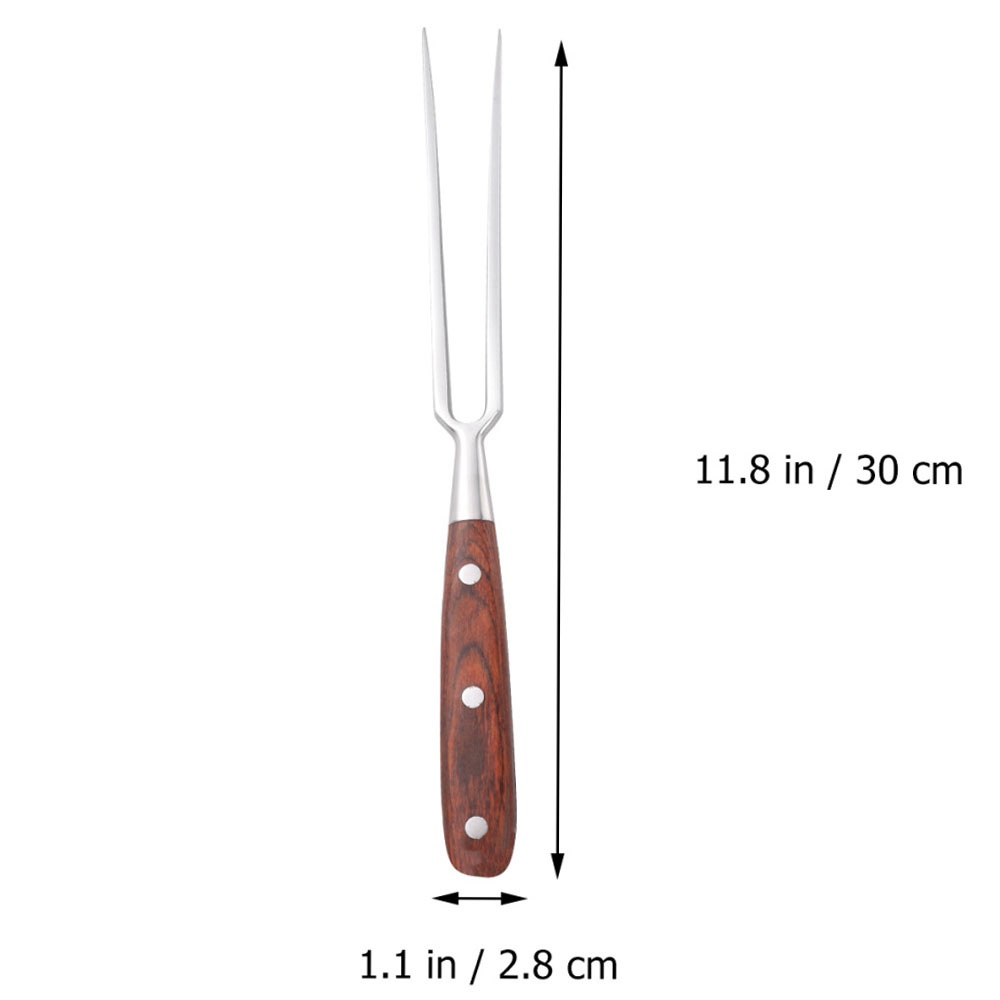 Nĩa xiên thịt nướng BBQ bằng thép không gỉ tay cầm gỗ chất lượng cao