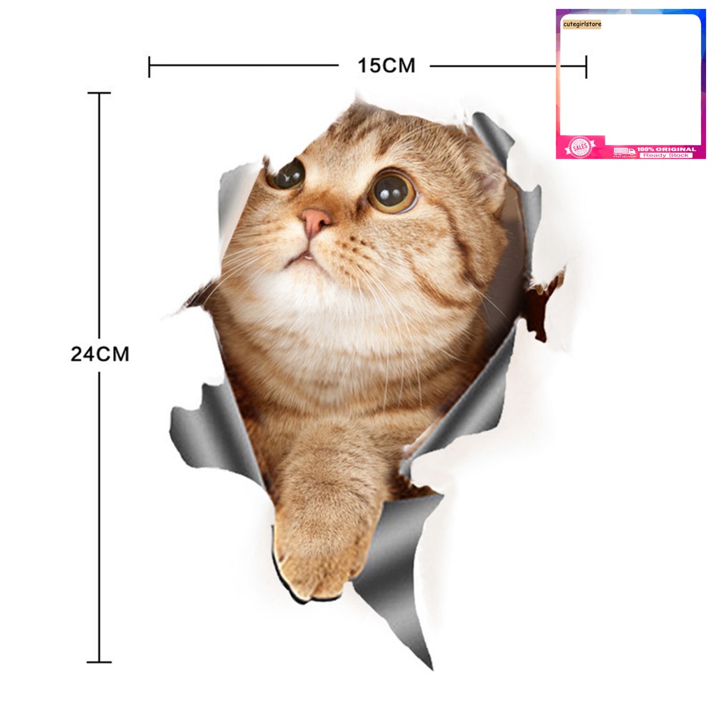 Miếng Dán Trang Trí Xe Hơi Tạo Hiệu Ứng 3D Chống Nước Không Phai Hình Mèo Dễ Thương