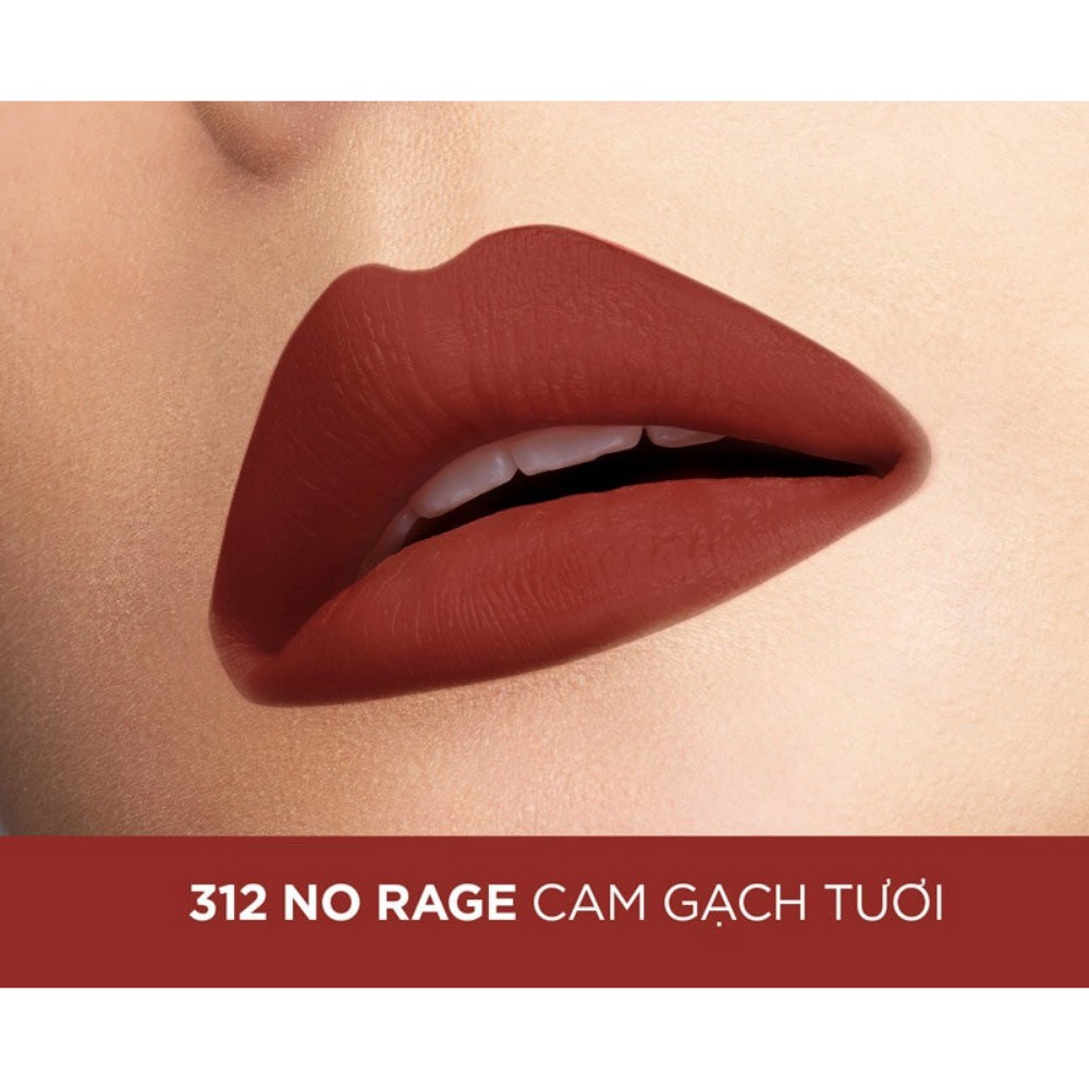 Son thỏi mịn lì L'oreal Color Riche Matte 312 NO RAGE (CAM GẠCH TƯƠI) 3.7G