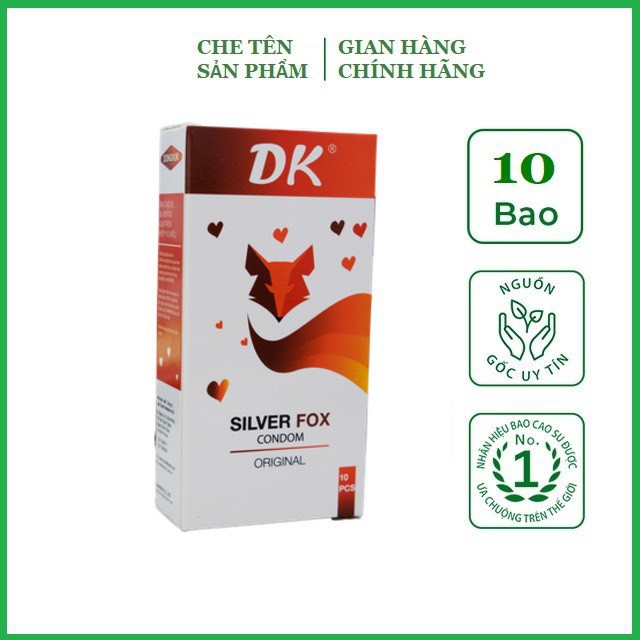 Bao cao su Dk Silver Fox cao cấp, bao cao su siêu mỏng, hộp 10 chiếc