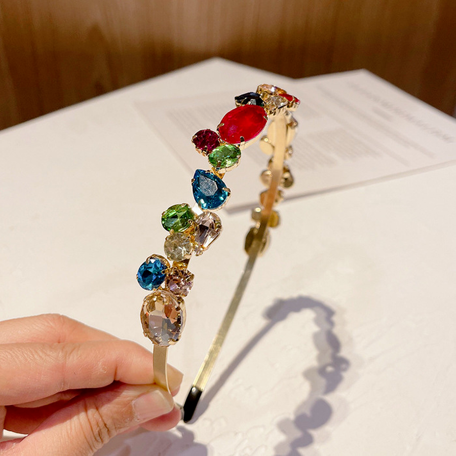 Băng Đô Hợp Kim Đính Đá Nhiều Màu Sắc Xinh Xắn Cho Nữ