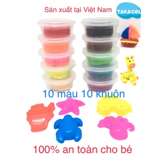 10 màu 10 khuôn đất nặn bột nặn TAKACOL có khuôn chơi kèm theo chủ đề