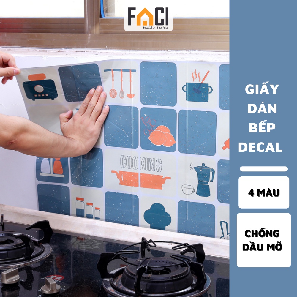 Giấy dán tường decal dán bếp chống dầu mỡ 3d chịu nhiệt 75*45cm Faci_Official