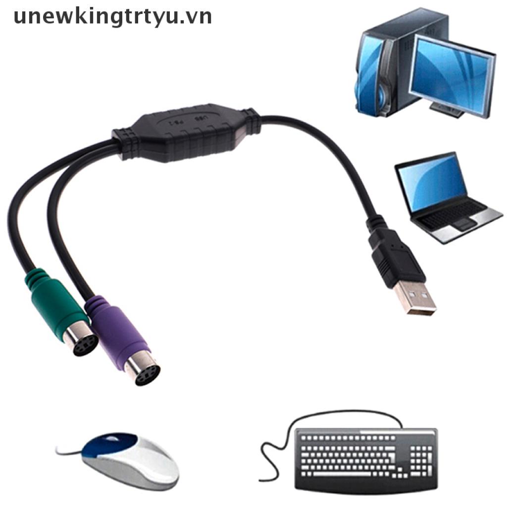 1 Dây Cáp Chuyển Đổi Từ Đầu Cắm USB Sang Ổ Cắm Kép PS2 Cho Chuột Và Bàn Phím