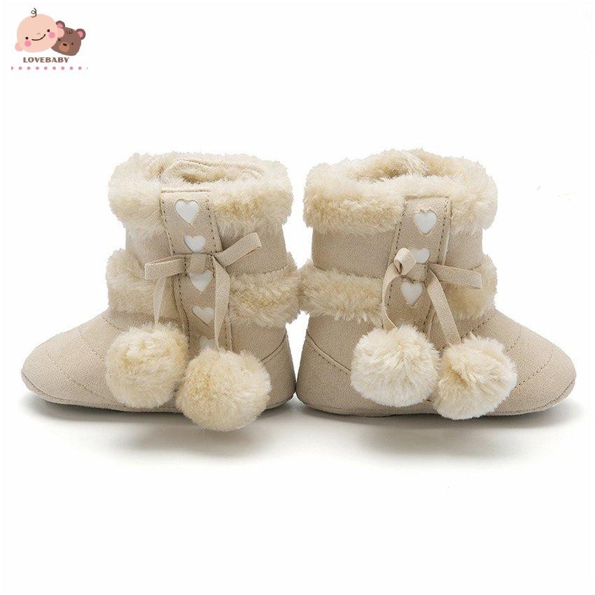 Đôi bốt cotton mềm mại viền lông kiểu dáng giáng sinh cho bé