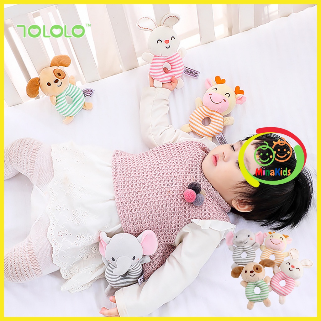 Thú Cầm Tay Chút Chít Cho Bé Đồ Chơi Tập Cầm Nắm Phát Triển Xúc Giác Thị Giác Thính Giác TOLOLO TCT16