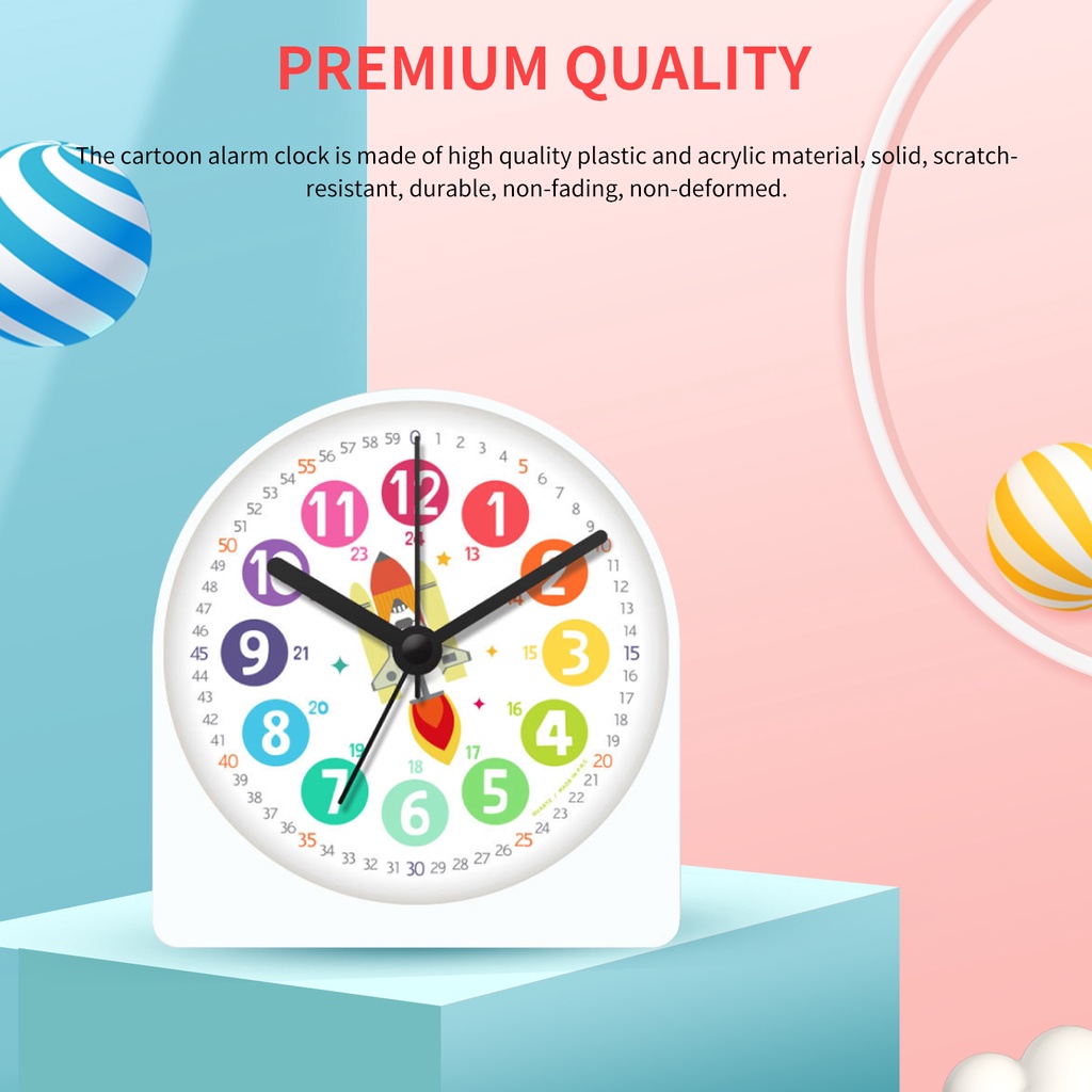 4inch Bedside Alarm Clock Cartoon Alarm Clock Battery-Powered Colorful Alarm Clock Fuuny Children’s Alarm Clock burang
