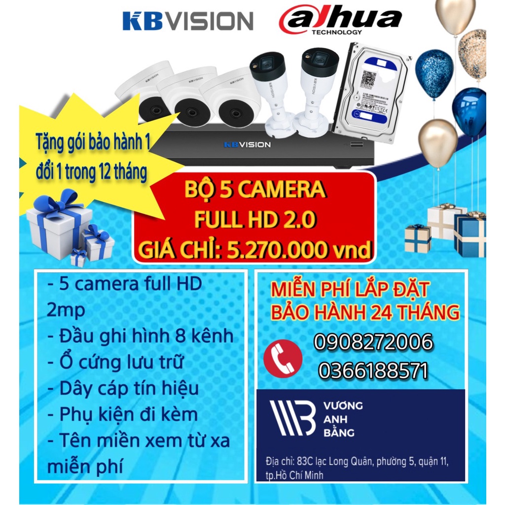 Trọn bộ 4 camera 2.0 Megapixel giá rẻ lắp đặt tại nhà- Không phát sinh chi phí, bao ông lắp đặt