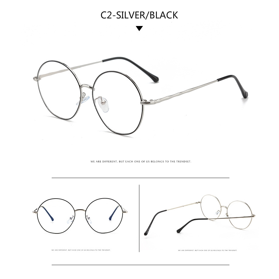 Mắt kính gọng tròn bằng kim loại phong cách cổ điển thời trang