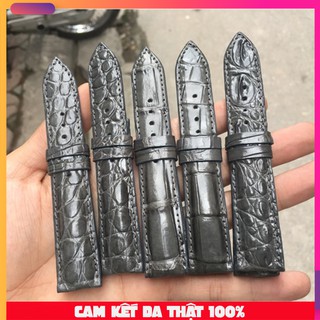 Dây đồng hồ da cá sấu màu sám đá