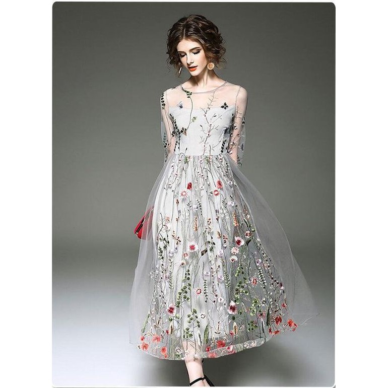 Đầm dạ hội thêu hoa cao cấp dáng dài | BigBuy360 - bigbuy360.vn