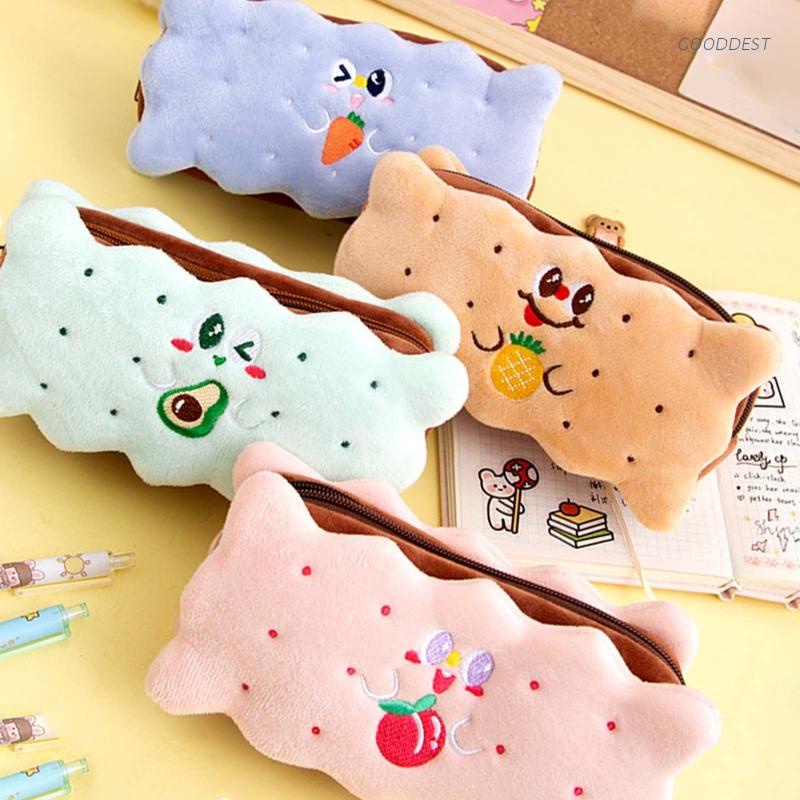 Túi Đựng Bút/ Mỹ Phẩm Hình Bánh Quy Hoạt Hình Nhồi Bông Dễ Thương Cho Nữ Sinh