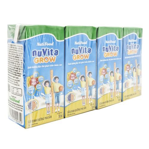 Sữa dinh dưỡng pha sẵn phát triển chiều cao Nutifood Nuvita Grow hộp 4 x 180ml