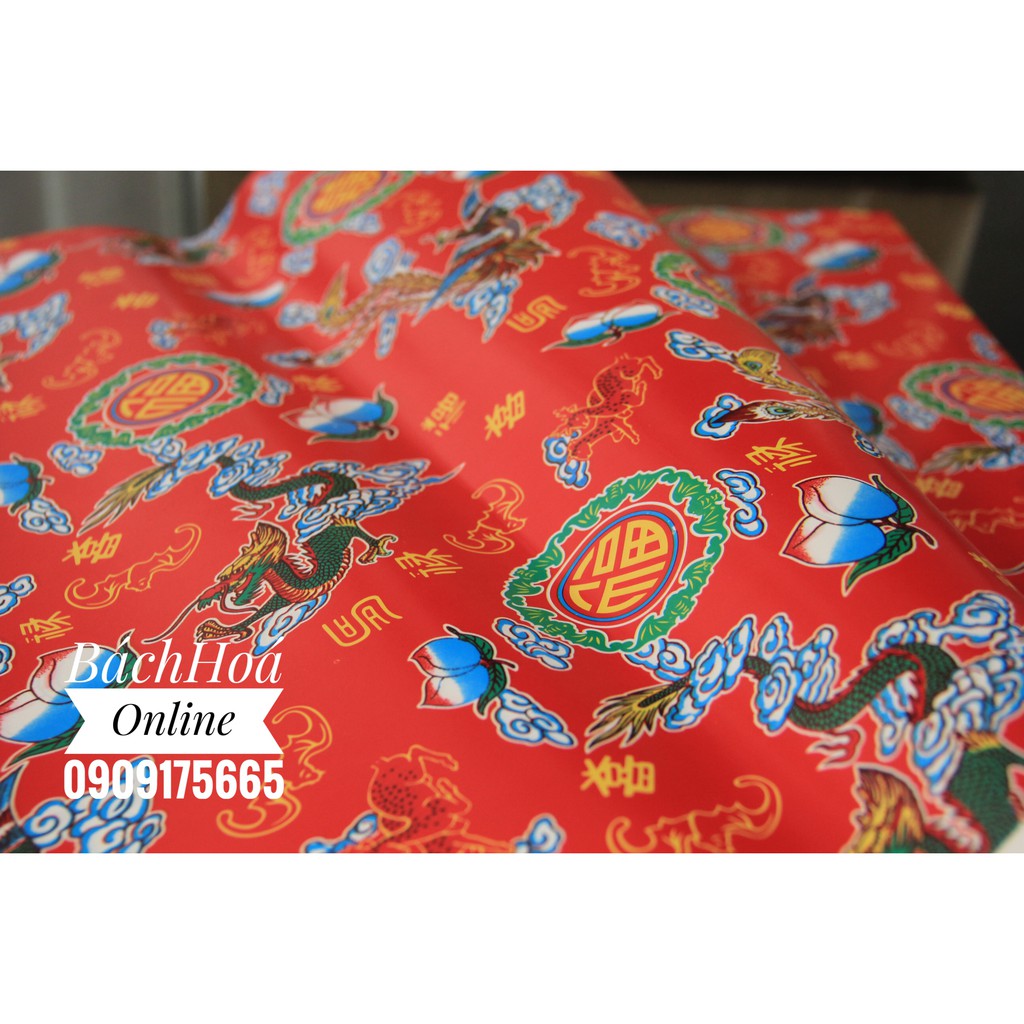 Giấy đỏ tết, hoa văn SONG HỶ - LONG PHỤNG