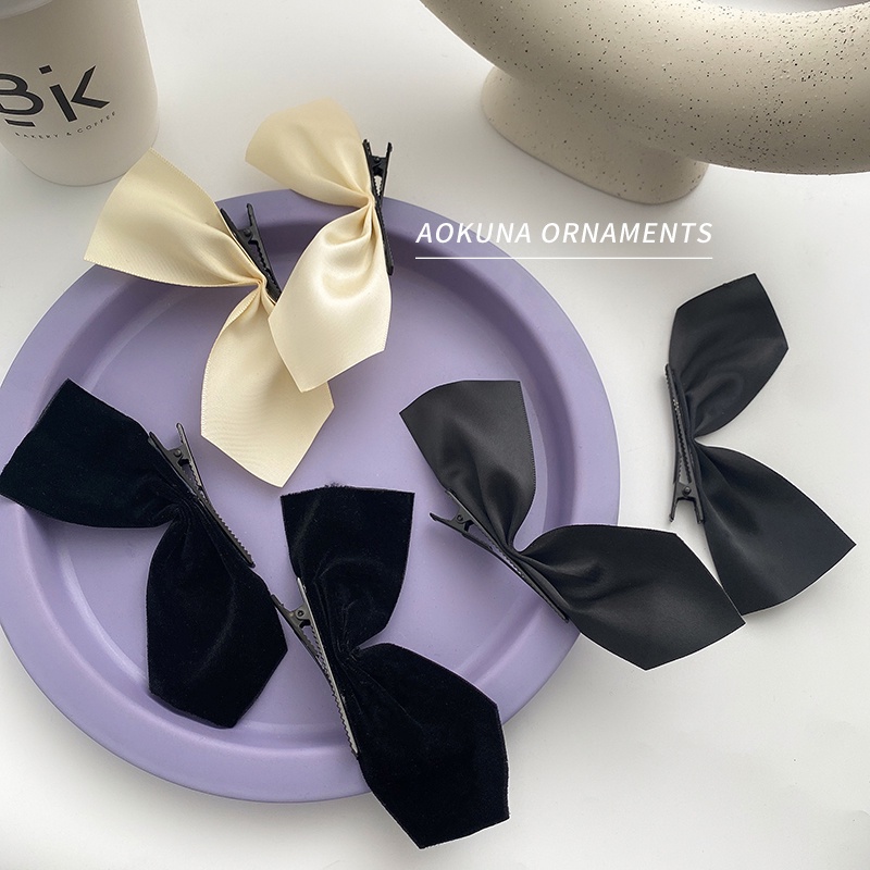 Kẹp Tóc Nơ Đen Xinh Xắn Hợp Thời Trang Cho Bé Gái