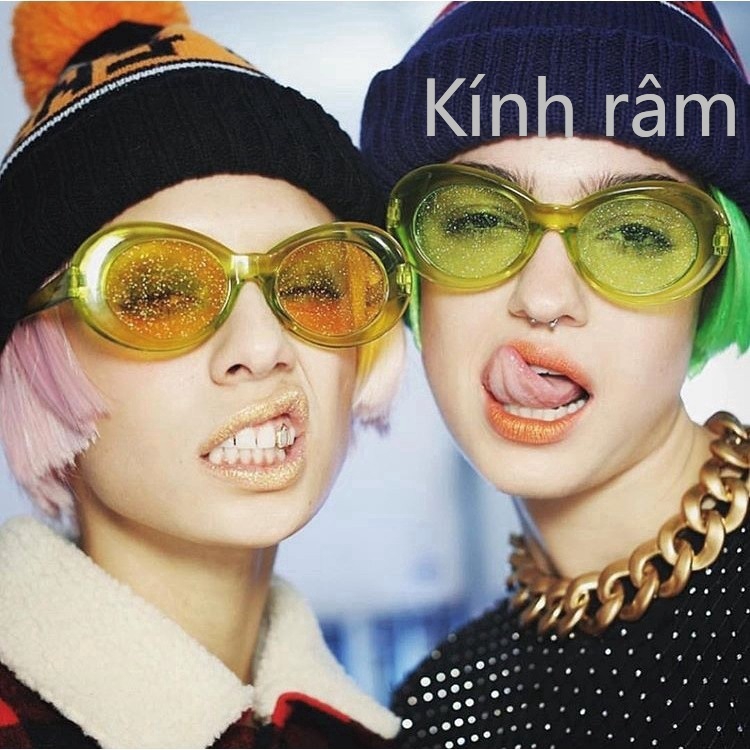 Kính mát hình oval lấp lánh cho nam và nữ