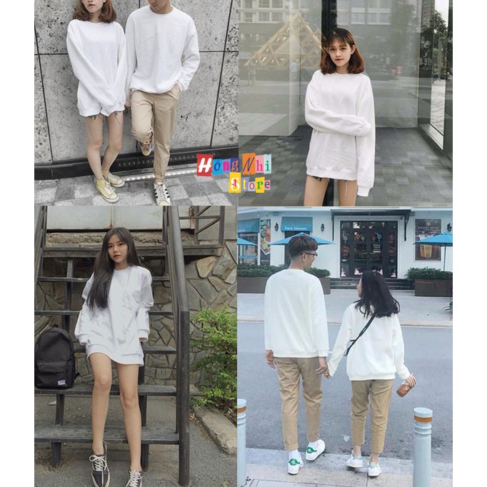 ÁO SWEATER TRƠN CHẤT NỈ LÓT BÔNG MÀU TRẮNG - SWEATER UNISEX - MM | BigBuy360 - bigbuy360.vn