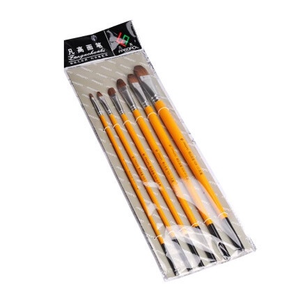 Bộ 6 cọ Filbert lông sói cán dài vẽ acrylic, sơn dầu
