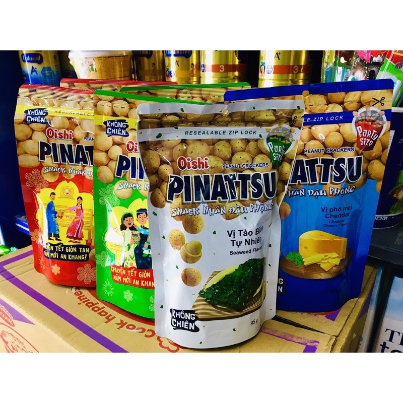 Snack nhân đậu phộng vị nước cốt dừa Pinattsu Oishi gói 85g