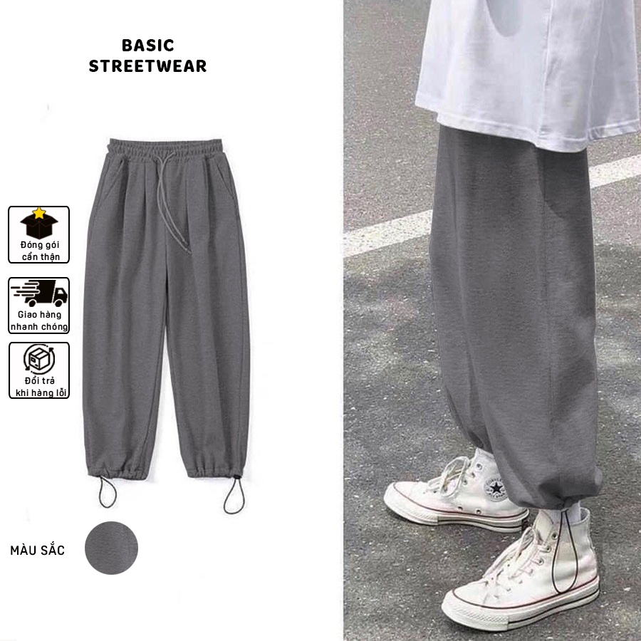 Quần Sweatpants Jogger Ghi Nỉ Da Cá Bo Gấu Cao Cấp Unisex Basic Streetwear. QJG02