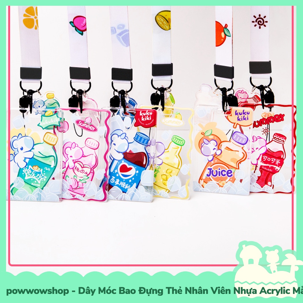 [Sẵn VN - Hỏa Tốc] Dây Móc Bao Đựng Thẻ Nhân Viên Nhựa Acrylic Mẫu Colorful Unicorn Bottle
