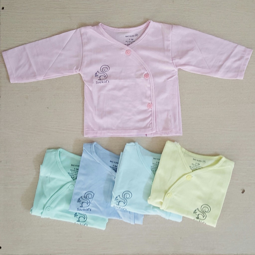 Bộ sơ sinh dài tay cài lệch chất liệu cotton cao cấp cho bé từ 3-9kg