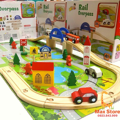 Đồ chơi gỗ  FREESHIP  Bộ Lắp Ghép Mô Hình Giao Thông Thành Phố Bằng Gỗ - 40 Chi Tiết