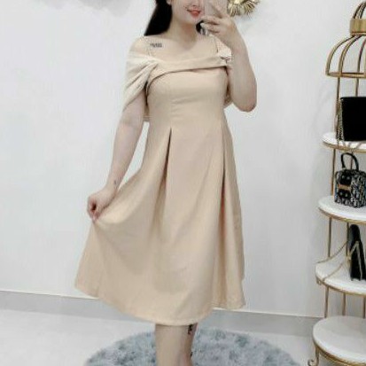 Đầm big size maxi xòe trễ vai từ 60kg-90kg