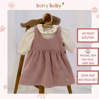 Váy nhung cho bé BERRYBABY váy yếm mùa đông dáng xòe babydoll nhung tăm Lily