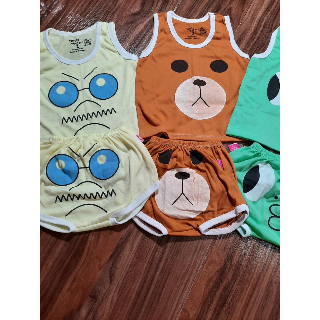 Combo 5 bộ quần áo ba lỗ cho bé từ 0-15 tháng- MẪU CẢM XÚC ĐÁNG YÊU