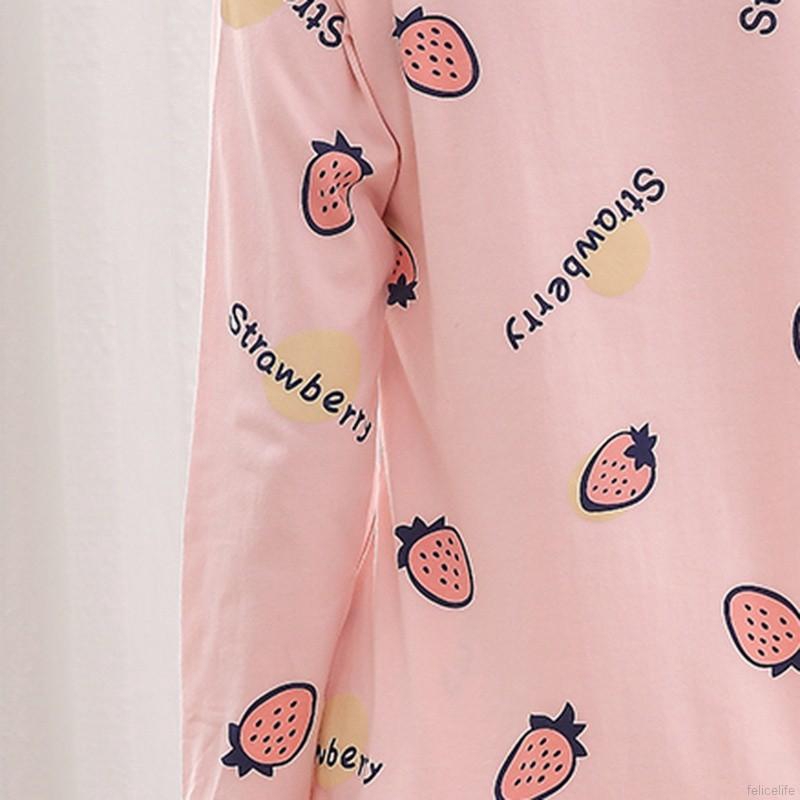 Bộ đồ ngủ gồm áo và quần tay dài dễ thương dành cho nữ