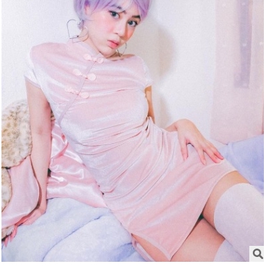 ☞❀❤♕GOAVestido chino para mujer Cheongsam QiPao Evening Black Mini vestido terciopelo | BigBuy360 - bigbuy360.vn