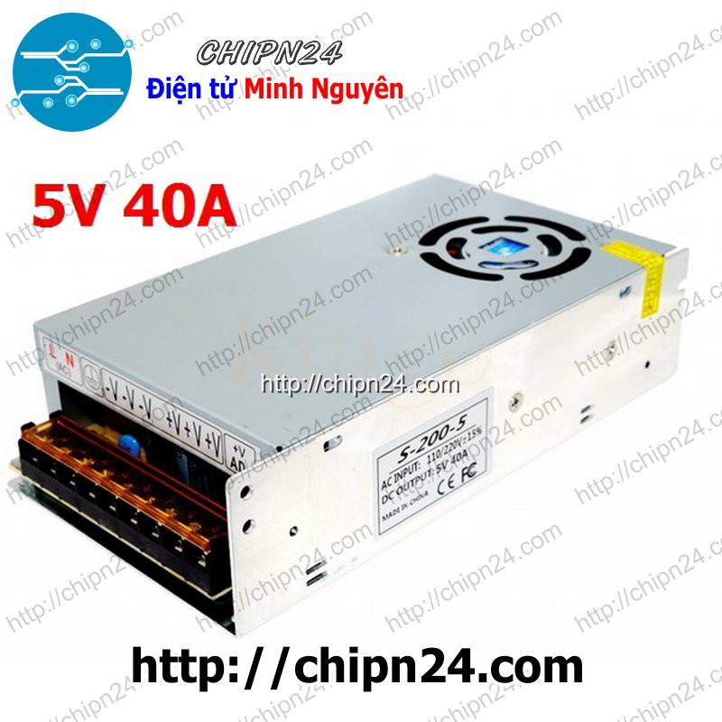 [1 CỤC] (NGUON) Nguồn tổ ong 5V 40A (có quạt)
