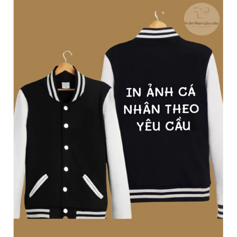 Áo Khoác Bóng Chày Đen In Theo Yêu Cầu