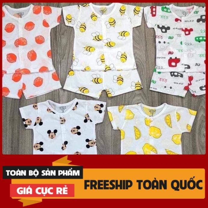 Bộ cotton giấy cộc tay mở khuy cao cấp